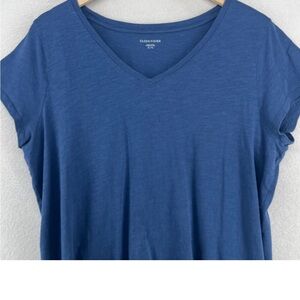 Eileen Fisher Navy Blue V-Neck Short Sleeve Tee XL